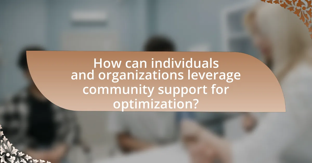 How can individuals and organizations leverage community support for optimization?