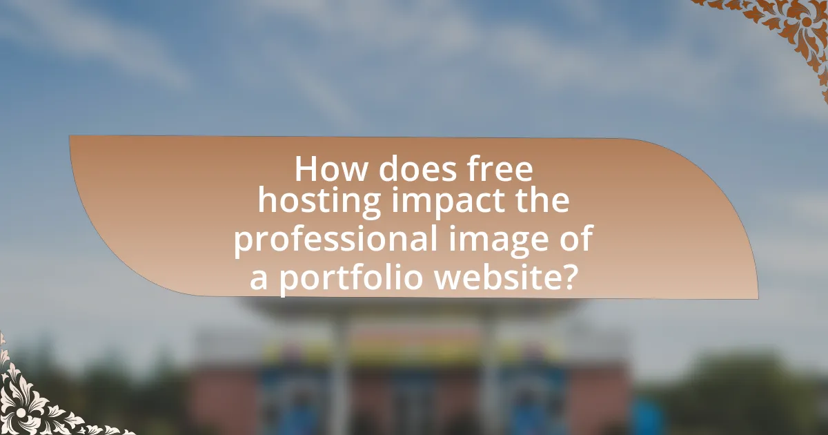 How does free hosting impact the professional image of a portfolio website?